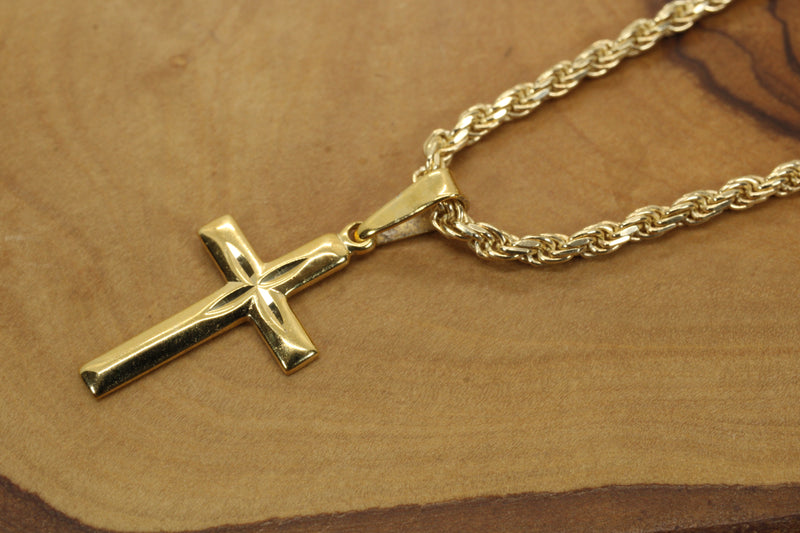 Gold Cross Medium Necklace for him or her made in gold vermeil,CR201