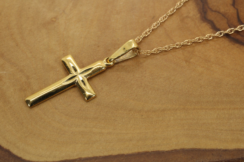 Gold Cross Medium Necklace for him or her made in gold vermeil,CR201