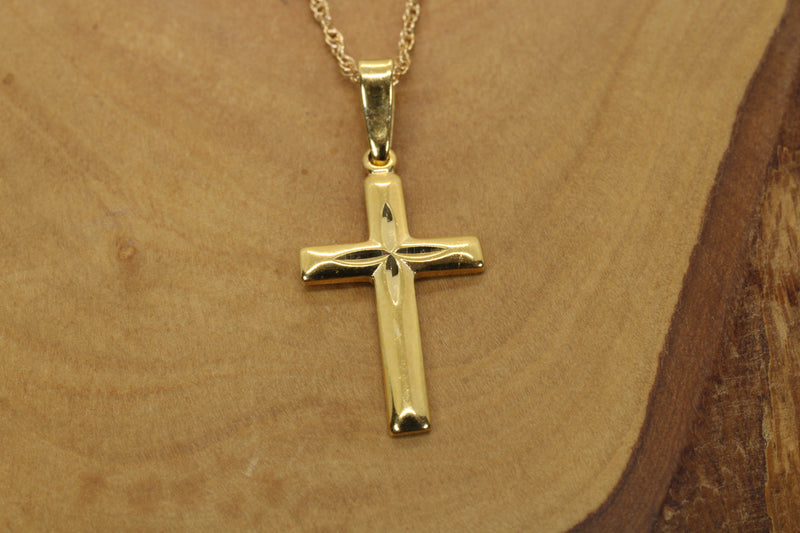 Gold Cross Medium Necklace for him or her made in gold vermeil,CR201