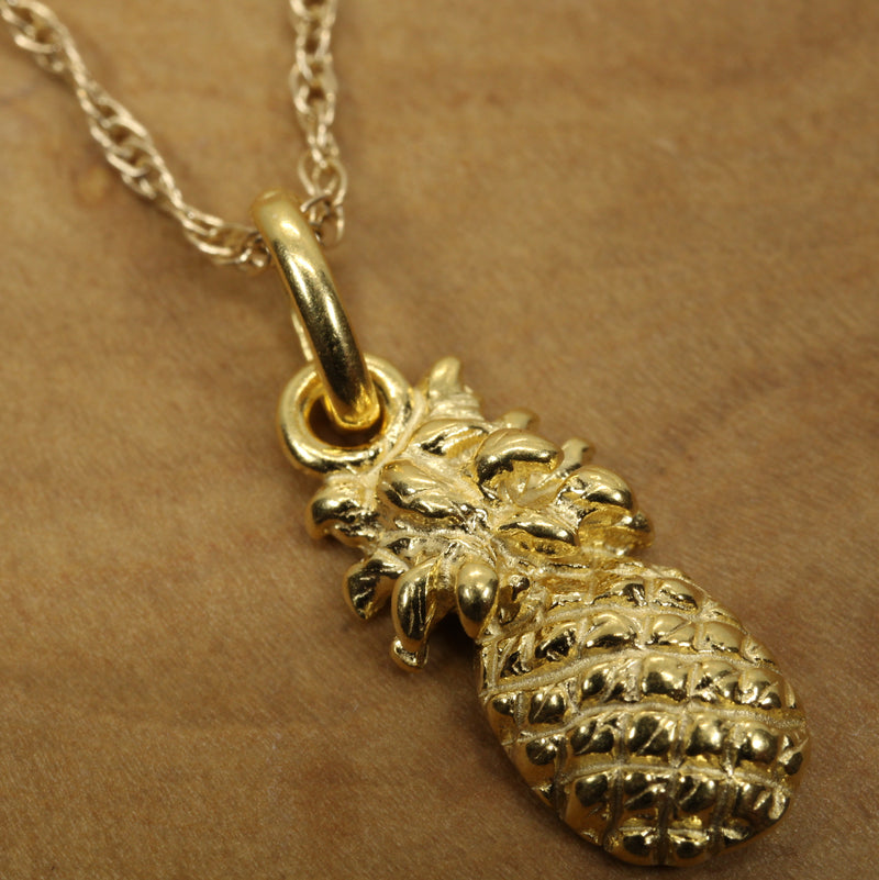 Small Gold Pineapple Necklace for her made in 14kt gold vermeil