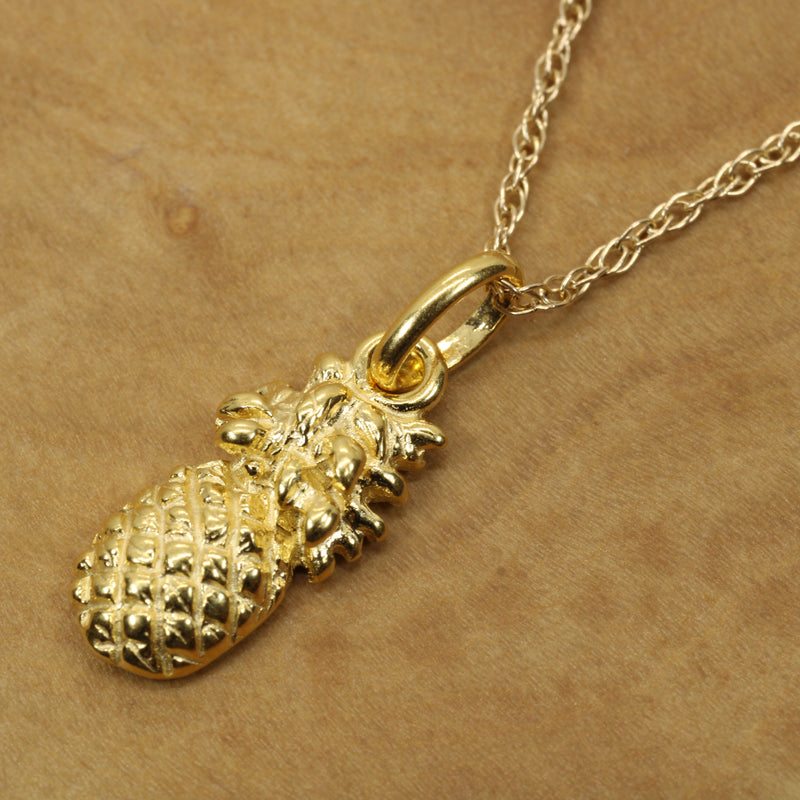 Small Gold Pineapple Necklace for her made in 14kt gold vermeil