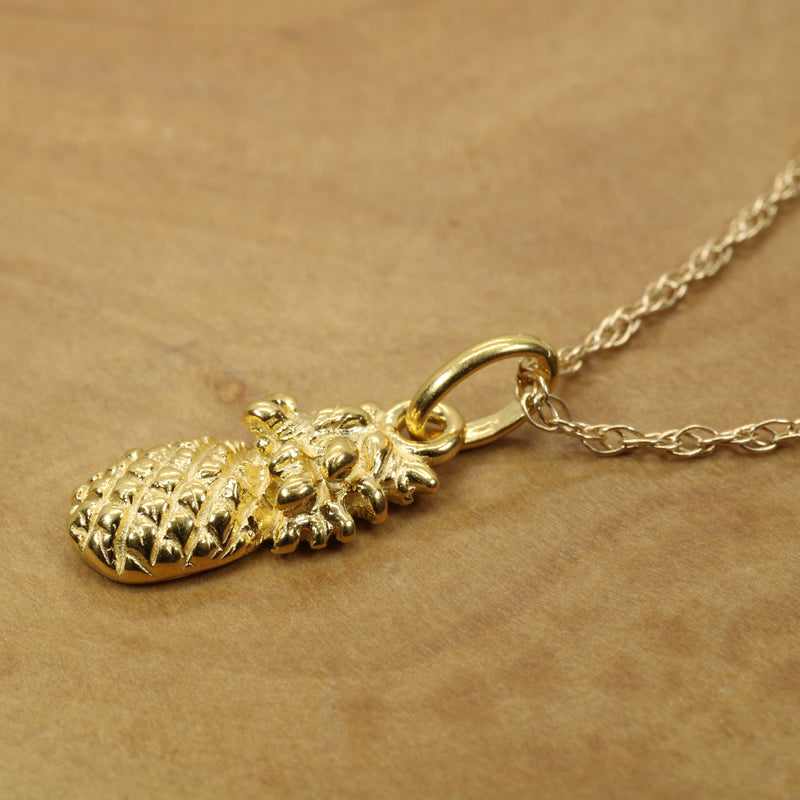 Small Gold Pineapple Necklace for her made in 14kt gold vermeil