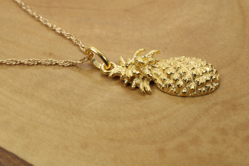 Small Gold Pineapple Necklace for her made in 14kt gold vermeil