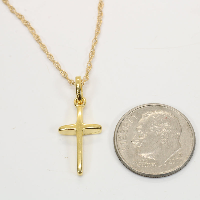 Small Gold Cross Necklace for him or her made in gold vermeil, CR 200