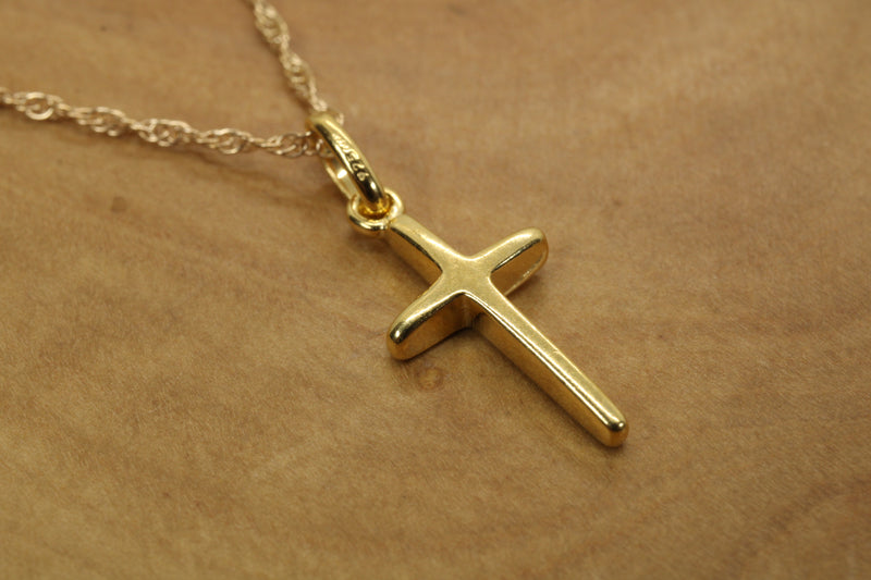 Small Gold Cross Necklace for him or her made in gold vermeil, CR 200