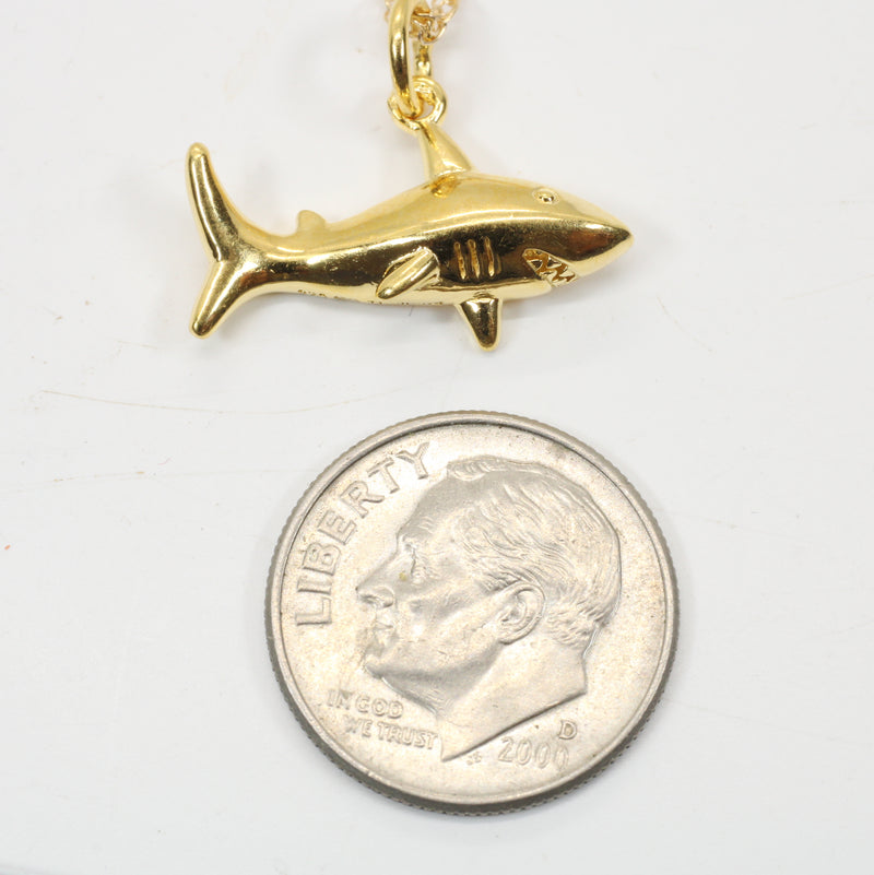 Small Gold Shark Necklace for him or her made in 14kt gold vermeil