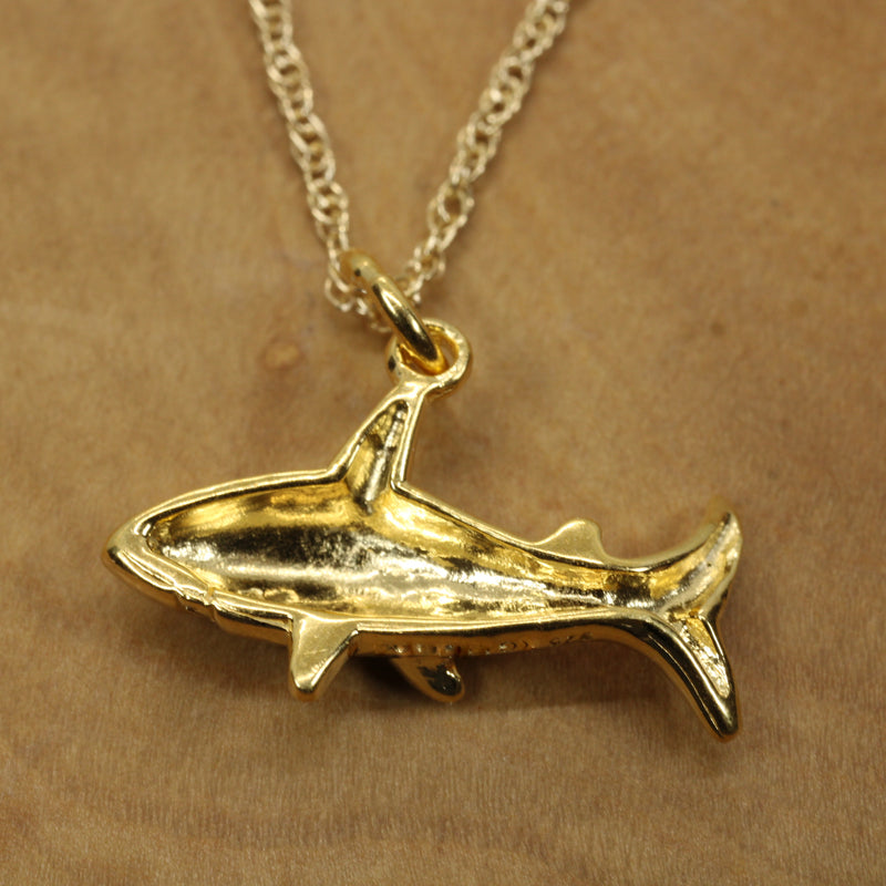 Small Gold Shark Necklace for him or her made in 14kt gold vermeil