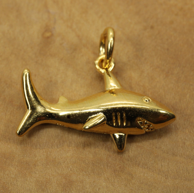 Small Gold Shark Necklace for him or her made in 14kt gold vermeil