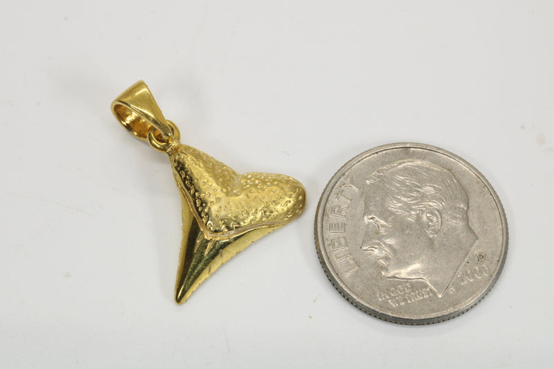 Small Gold Shark Tooth Necklace for him or her made in 14kt gold vermeil