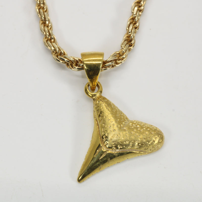 Small Gold Shark Tooth Necklace for him or her made in 14kt gold vermeil