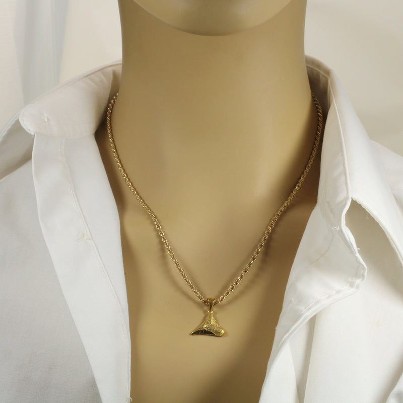 Small Gold Shark Tooth Necklace for him or her made in 14kt gold vermeil
