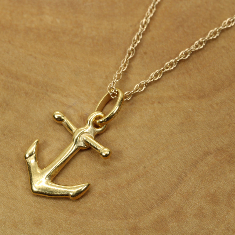 Small Gold Anchor Necklace for her made in 14kt gold vermeil