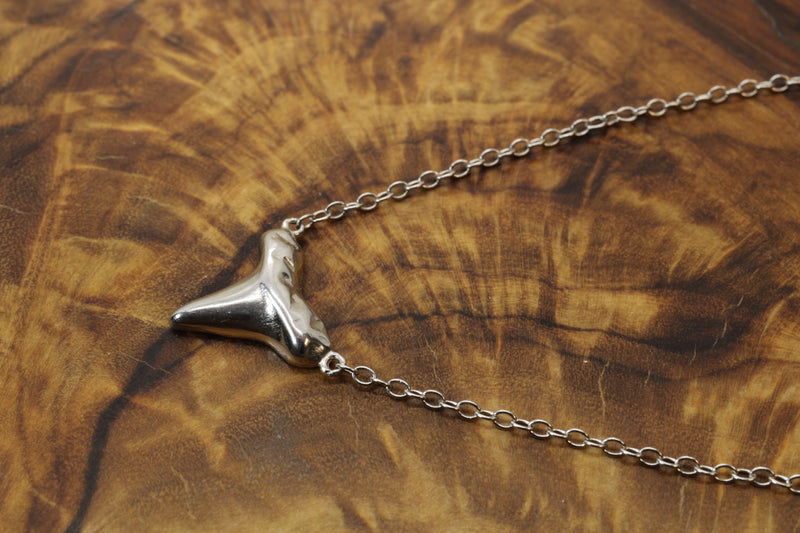 Small Silver Shark Tooth Choker Necklace made in 925 Sterling Silver