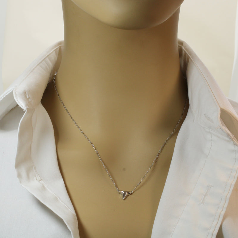 Small Silver Shark Tooth Choker Necklace made in 925 Sterling Silver