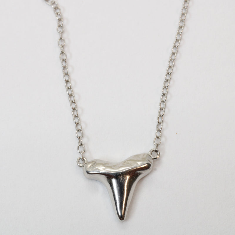 Small Silver Shark Tooth Choker Necklace made in 925 Sterling Silver