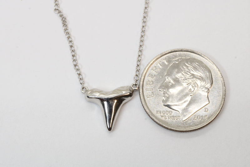 Small Silver Shark Tooth Choker Necklace made in 925 Sterling Silver
