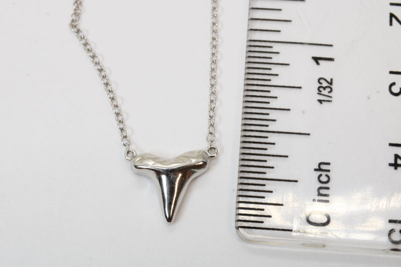 Small Silver Shark Tooth Choker Necklace made in 925 Sterling Silver