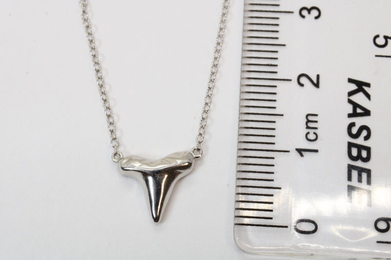 Small Silver Shark Tooth Choker Necklace made in 925 Sterling Silver