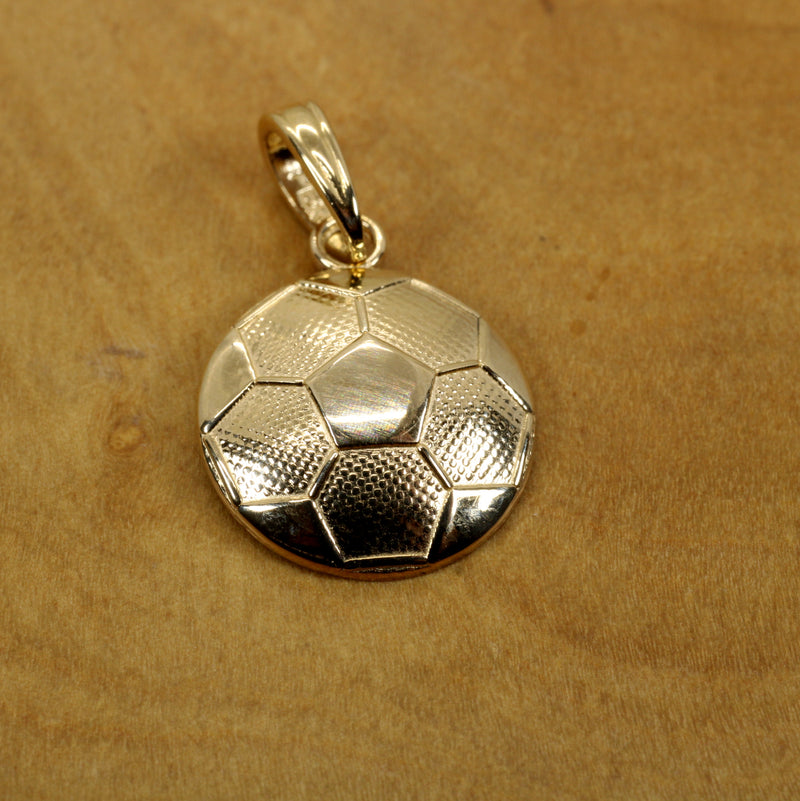 Gold 2D Soccer Ball or Football Necklace made in Real 14kt gold