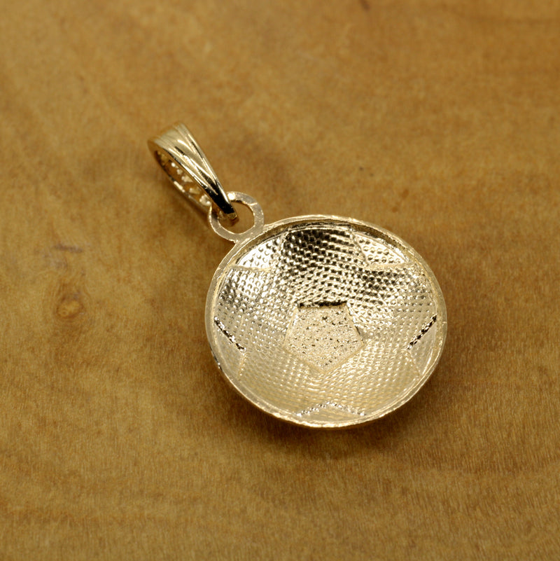 Gold 2D Soccer Ball or Football Necklace made in Real 14kt gold