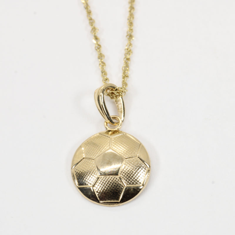 Gold 2D Soccer Ball or Football Necklace made in Real 14kt gold