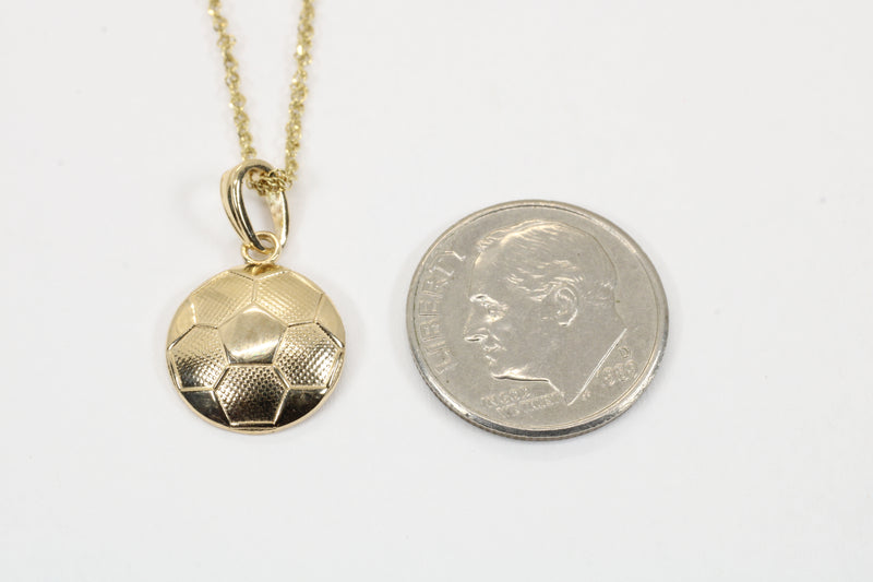 Gold 2D Soccer Ball or Football Necklace made in Real 14kt gold