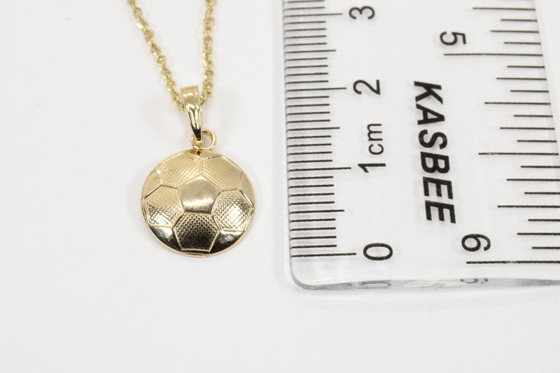 Gold 2D Soccer Ball or Football Necklace made in Real 14kt gold
