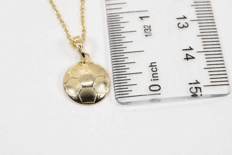 Gold 2D Soccer Ball or Football Necklace made in Real 14kt gold