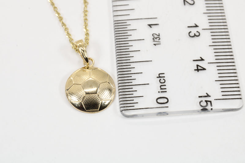 Gold 2D Soccer Ball or Football Necklace made in Real 14kt gold