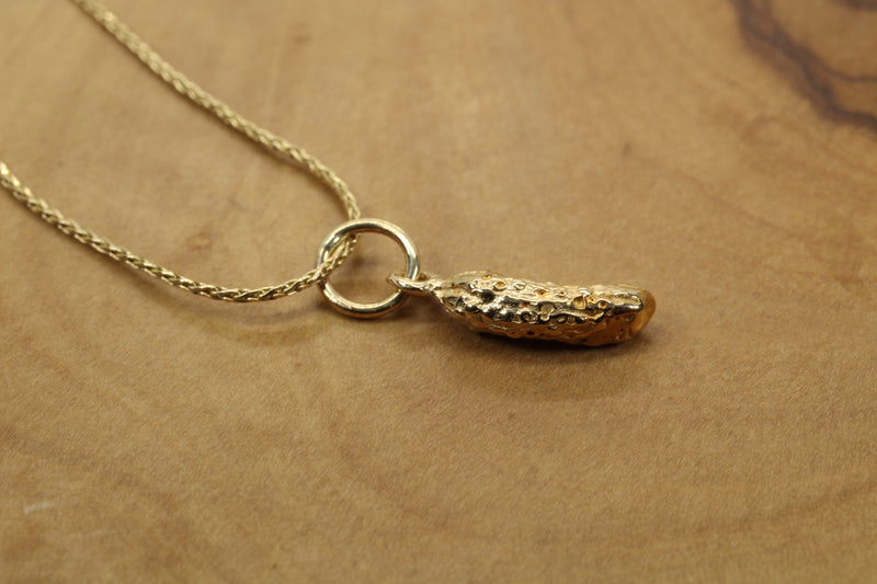 Real Gold Pickle Necklace or charm for her made in solid 14kt gold