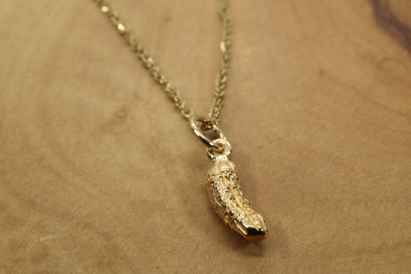 Real Gold Pickle Necklace or charm for her made in solid 14kt gold