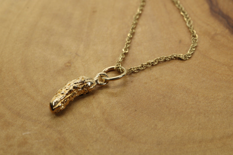Real Gold Pickle Necklace or charm for her made in solid 14kt gold