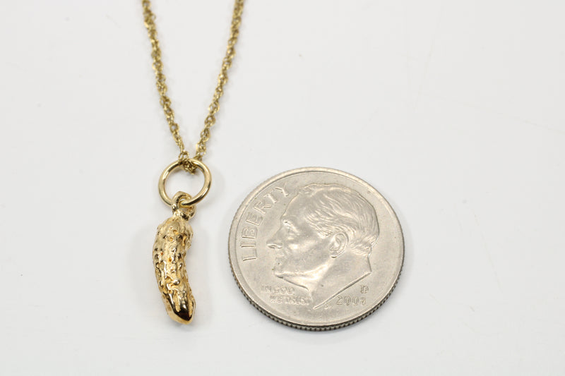 Real Gold Pickle Necklace or charm for her made in solid 14kt gold