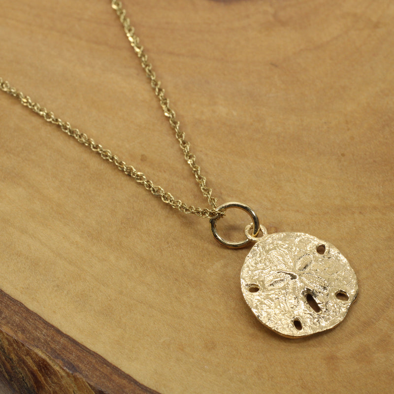 Real Gold Sand Dollar Necklace or charm for her made in solid 14kt gold