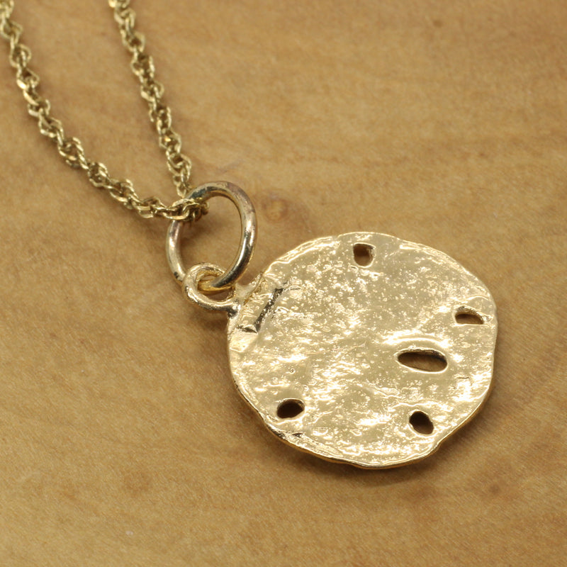 Real Gold Sand Dollar Necklace or charm for her made in solid 14kt gold