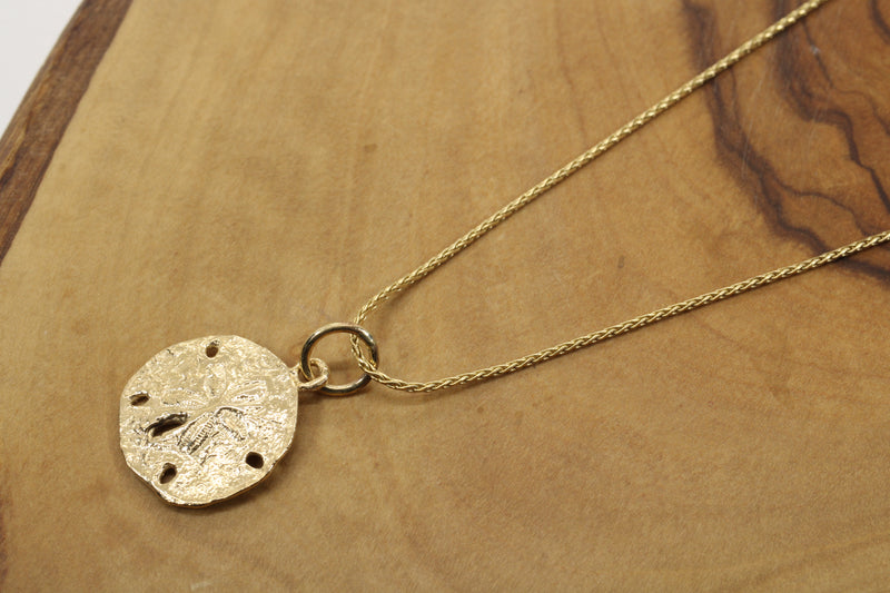 Real Gold Sand Dollar Necklace or charm for her made in solid 14kt gold