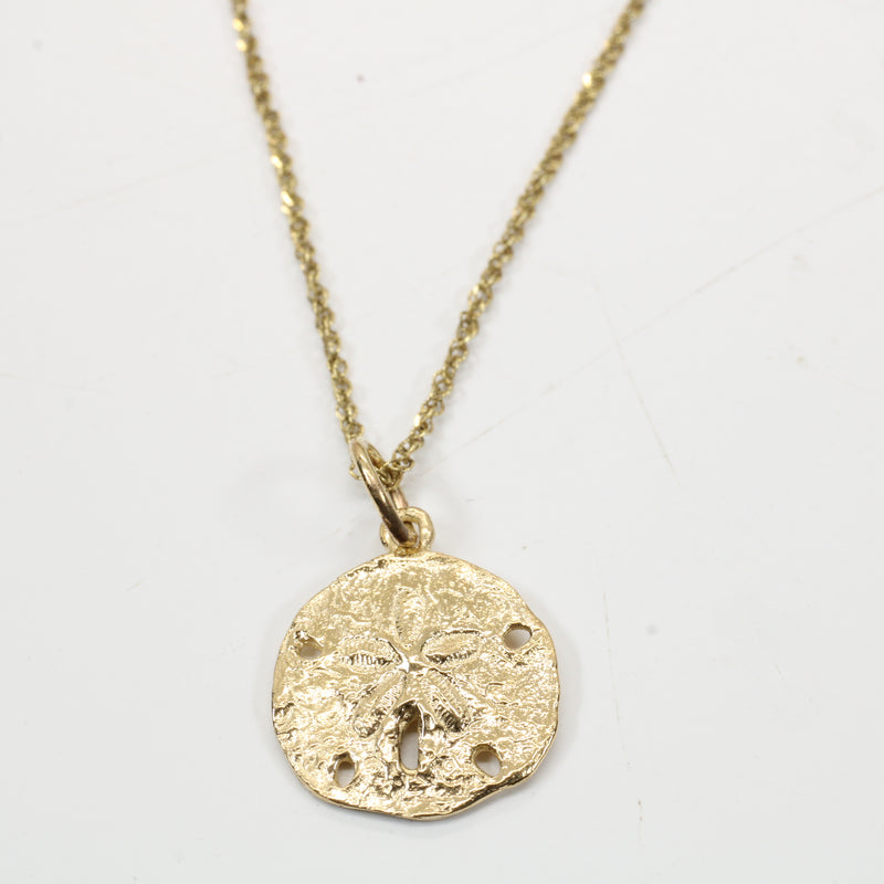 Real Gold Sand Dollar Necklace or charm for her made in solid 14kt gold