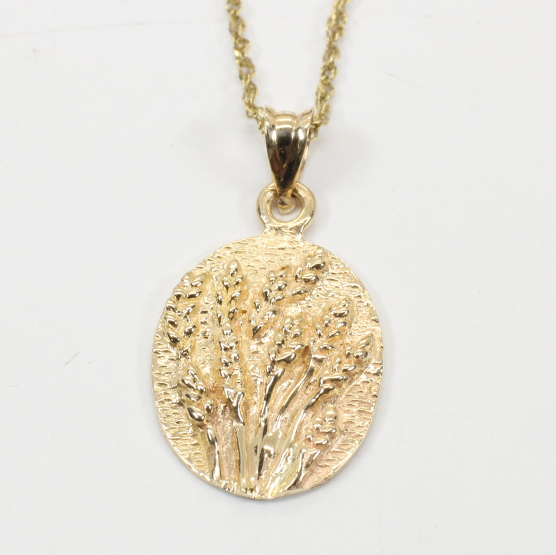 Wheat Field Necklace for her with a Solid 14kt Yellow Gold Wheat Design