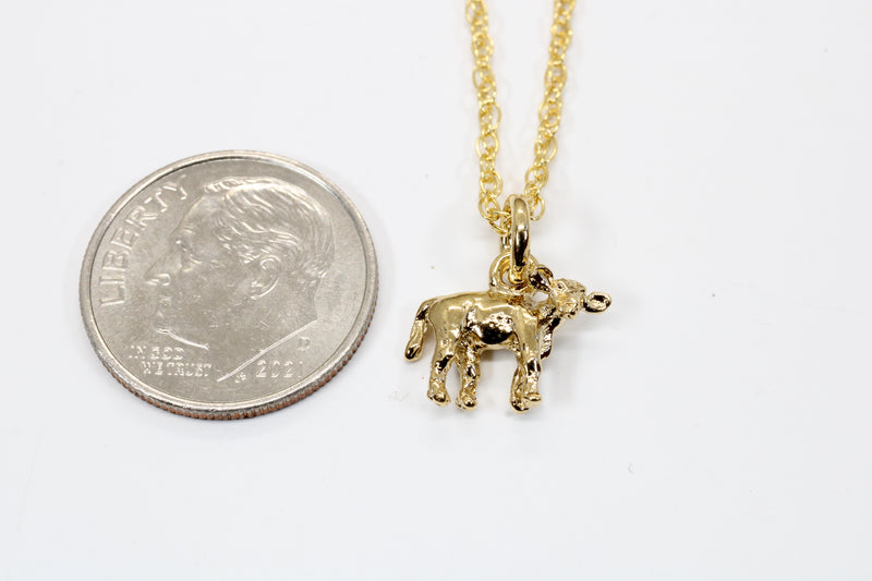 Gold Tiny Calf Necklace for her made in 14kt yellow gold vermeil