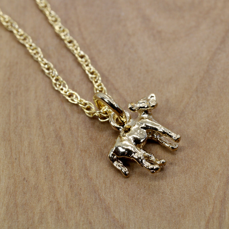Gold Tiny Calf Necklace for her made in 14kt yellow gold vermeil