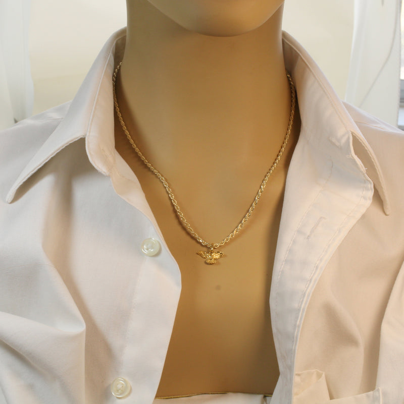 Gold Eagle Necklace in small size made in 14kt Gold Vermeil