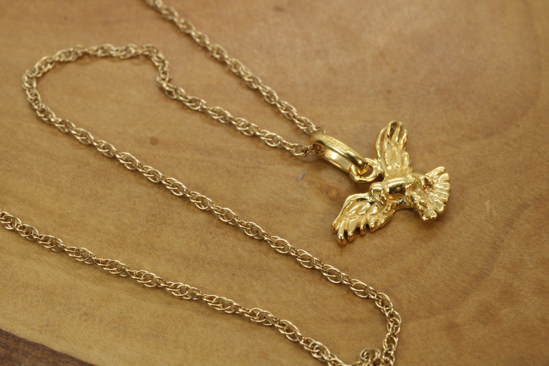 Gold Eagle Necklace in small size made in 14kt Gold Vermeil