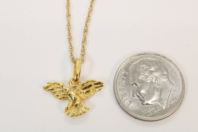 Gold Eagle Necklace in small size made in 14kt Gold Vermeil