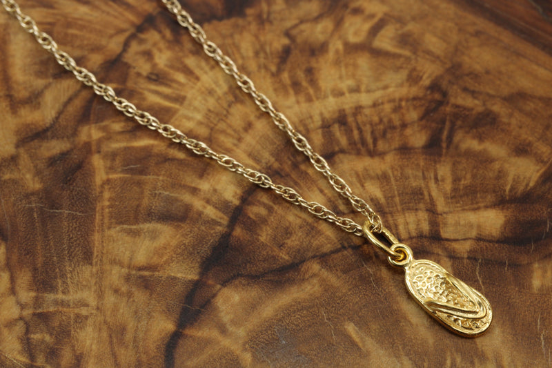 Gold Tiny Size Flip Flop Sandal Necklace made in 14kt gold vermeil for child