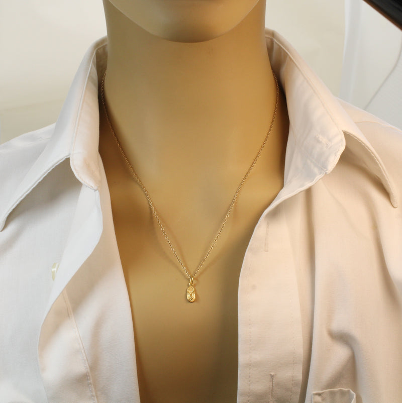 Gold Tiny Size Flip Flop Sandal Necklace made in 14kt gold vermeil for child