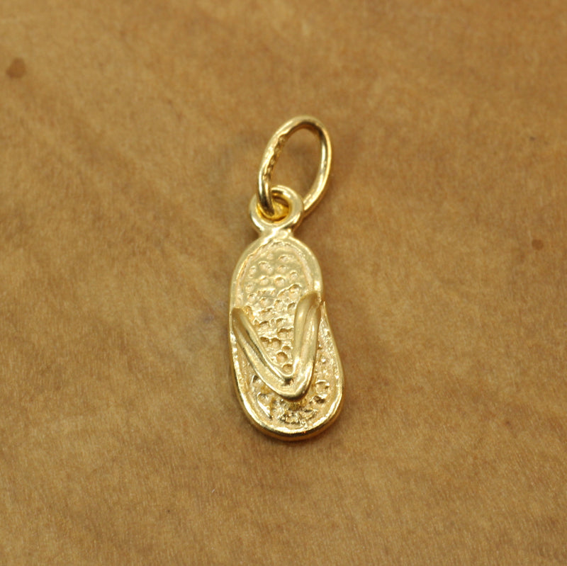 Gold Tiny Size Flip Flop Sandal Necklace made in 14kt gold vermeil for child