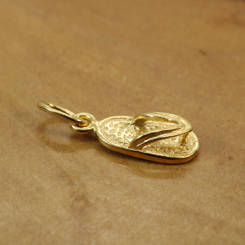 Gold Tiny Size Flip Flop Sandal Necklace made in 14kt gold vermeil for child