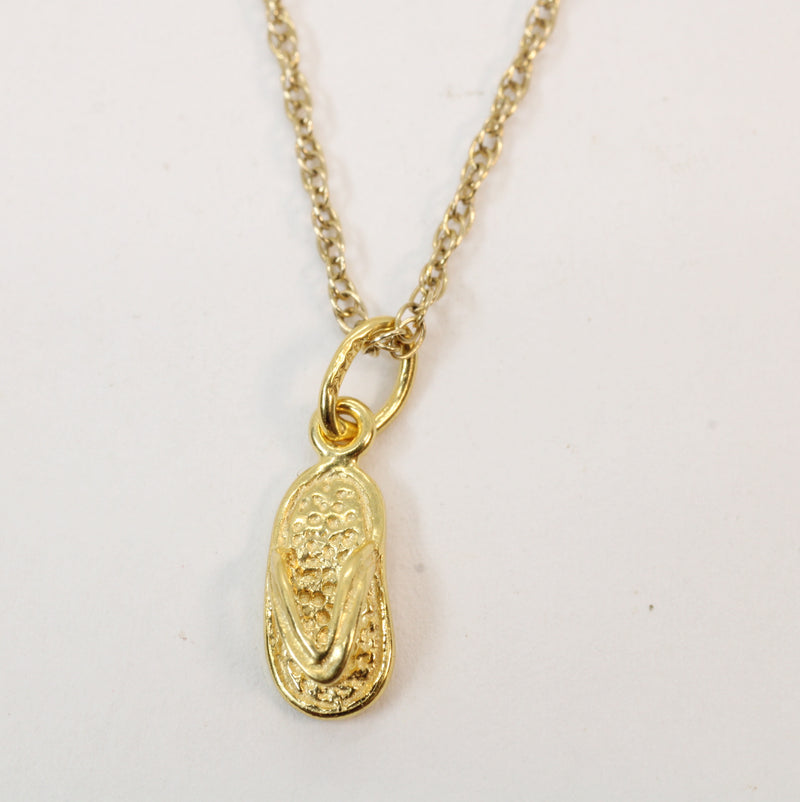 Gold Tiny Size Flip Flop Sandal Necklace made in 14kt gold vermeil for child