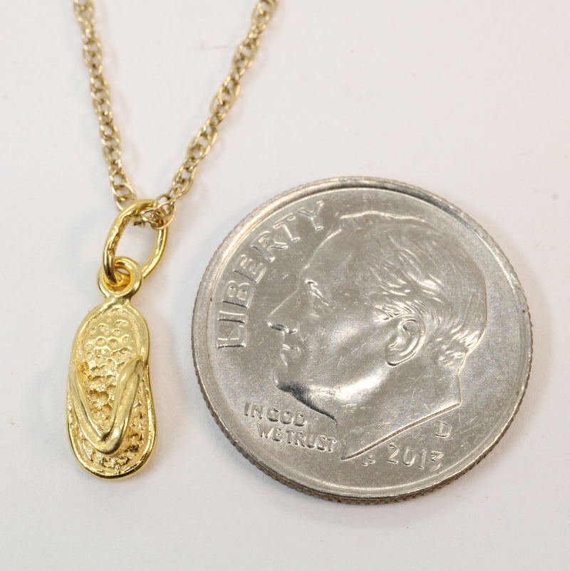 Gold Tiny Size Flip Flop Sandal Necklace made in 14kt gold vermeil for child