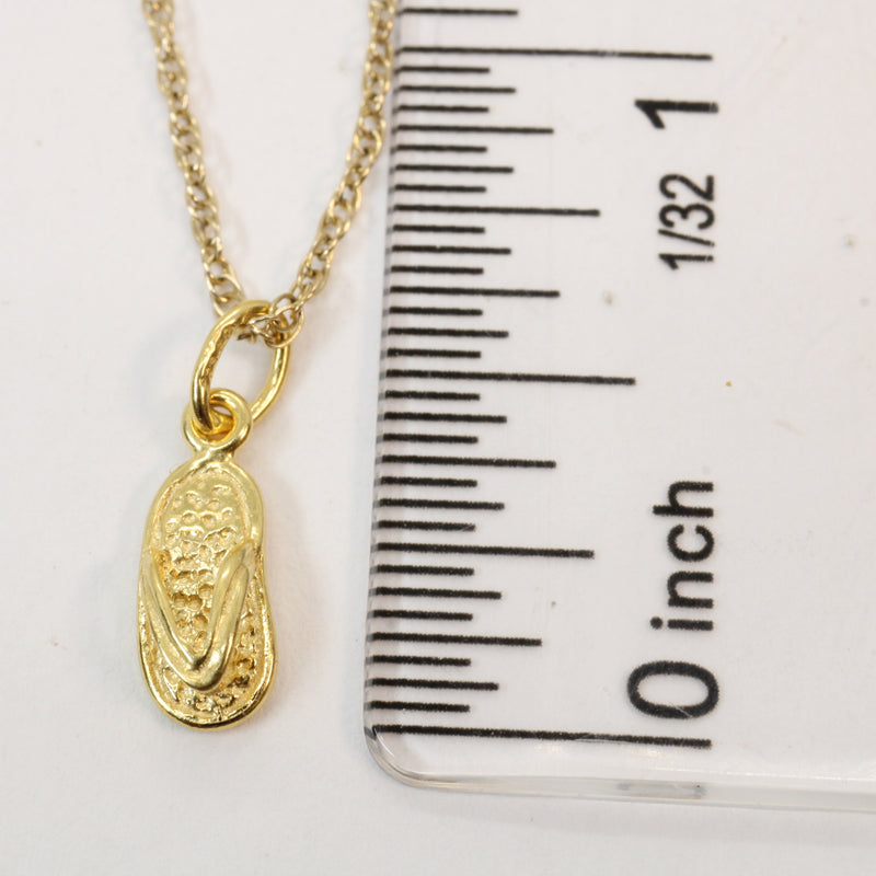 Gold Tiny Size Flip Flop Sandal Necklace made in 14kt gold vermeil for child